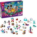 LEGO Friends adventskalender met 24 cadeautjes in winterthema, inclusief figuren, dieren en accessoires.