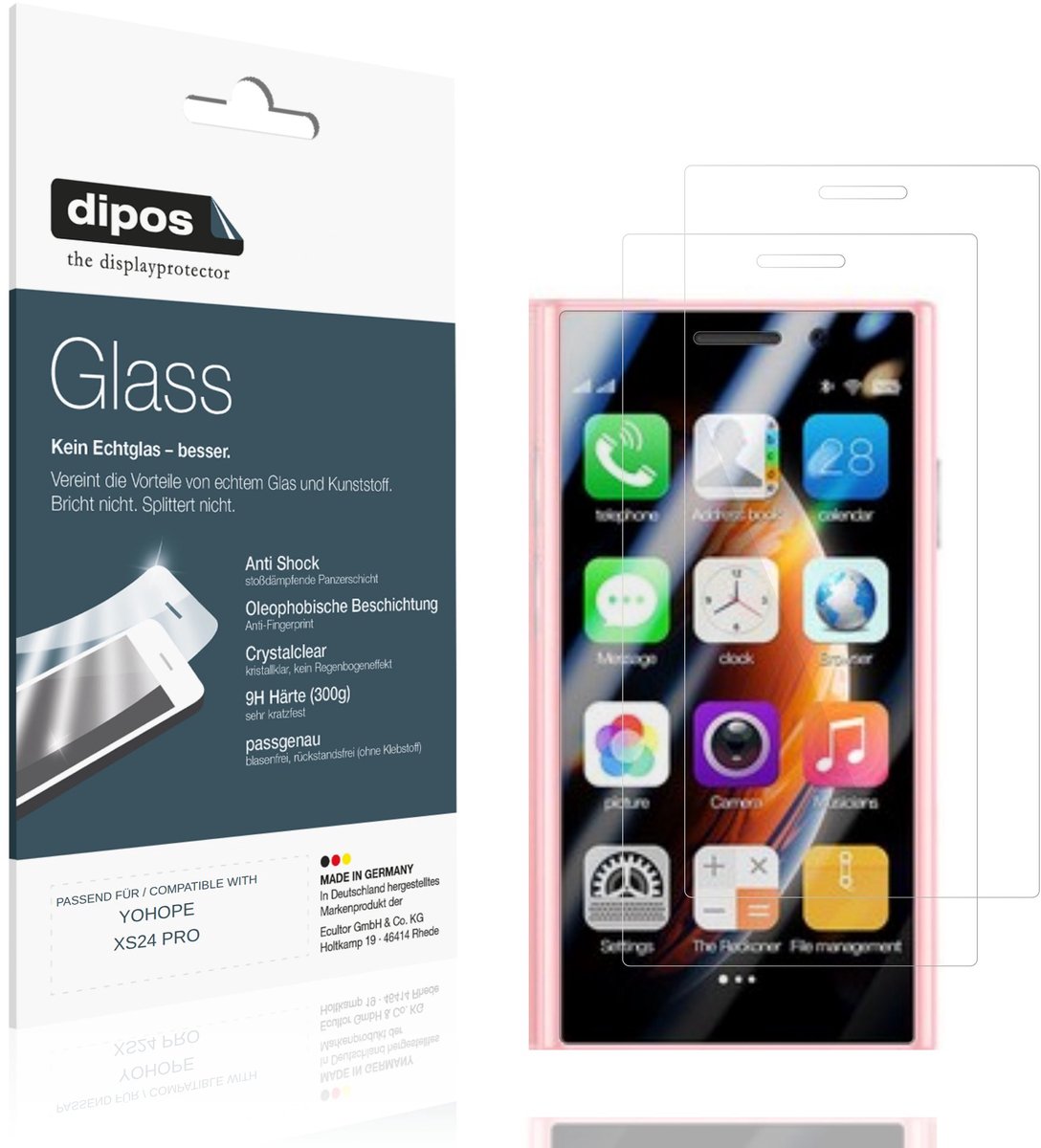 dipos – 2x Pantserfolie geschikt voor YOHOPE XS24 PRO | 9H Screenprotector