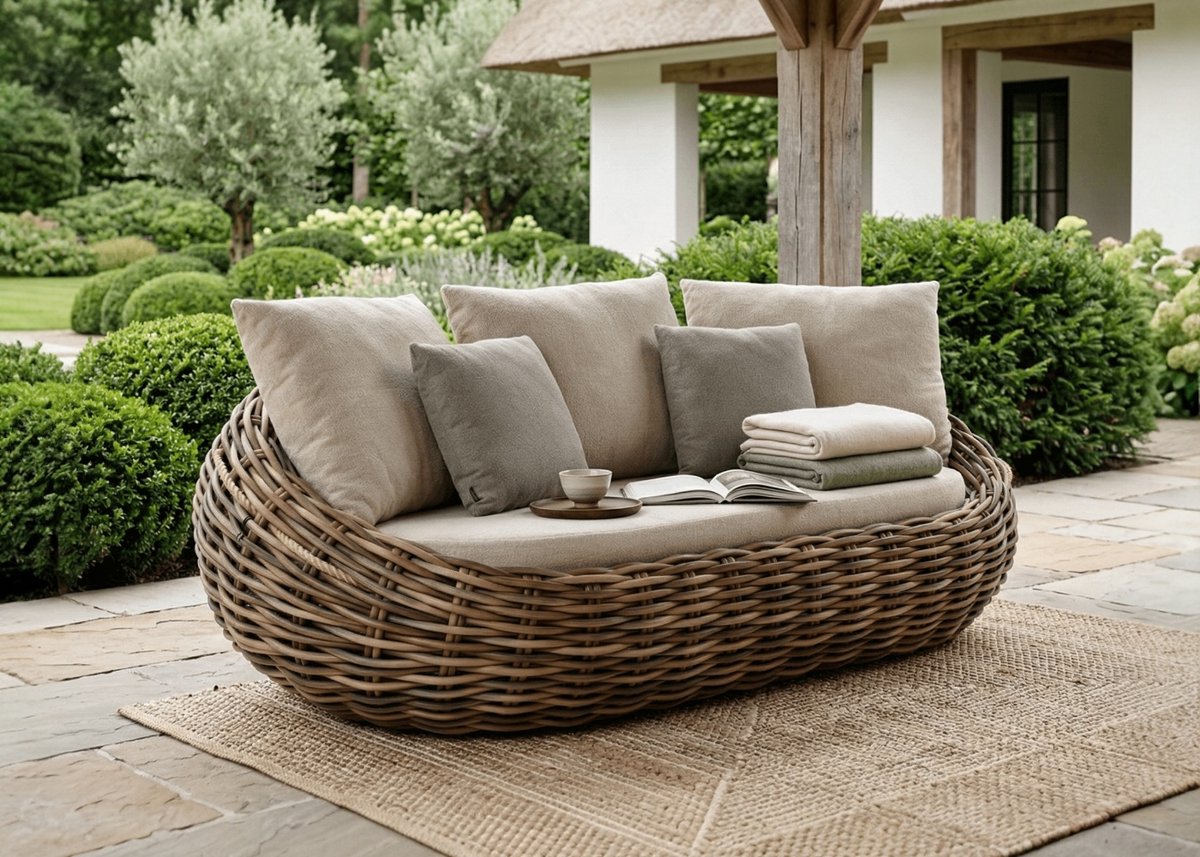 Apple Bee Cocoon 3-zits Loungebank – Mokka – 236 cm – BEE WETT®