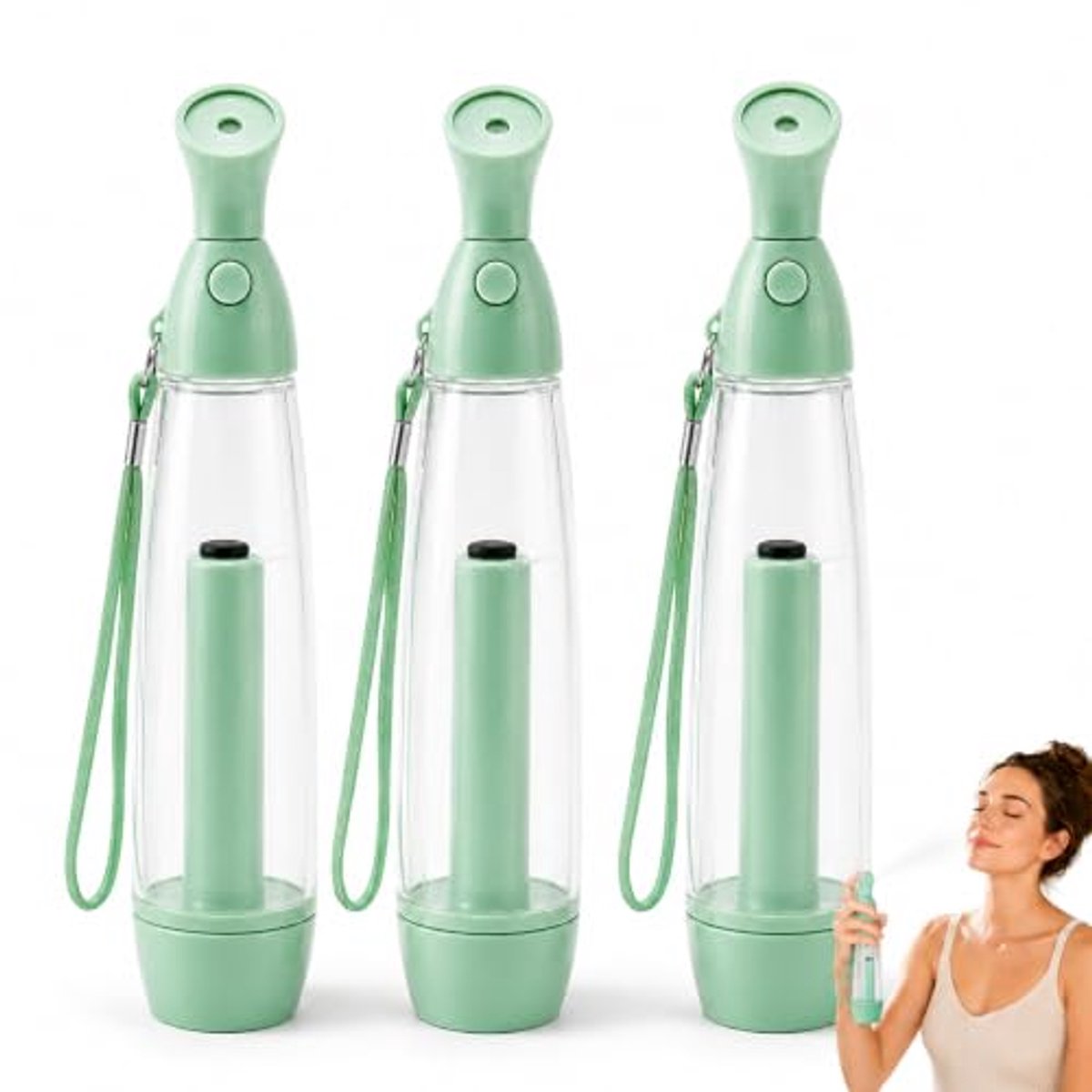 Mist Spray Bottle - 3 stuks - Verkoelende Spray Waterfles Handmatig - Mini Verfrissingsspray Fles - Handheld luchtbevochtiger sproeier - Handmatige verstuiver - Vochtinbrengende steamer - Met Draagkoord - voor strand, sport, tuin en reizen