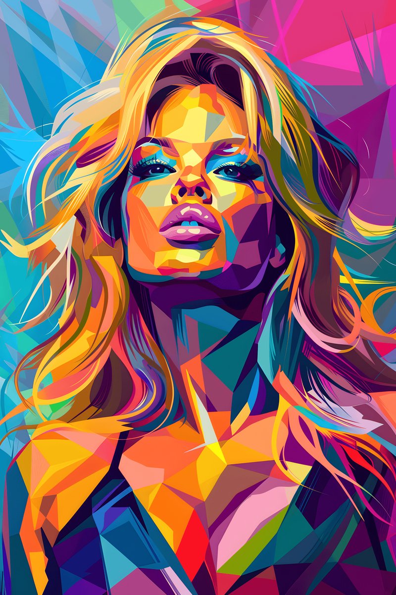 Pamela Anderson Poster - WPAP - Film - Popart - Moderne - Kunst - Stijlvolle - posters - formaat 70x100cm - Wanddecoratie - L2857MT