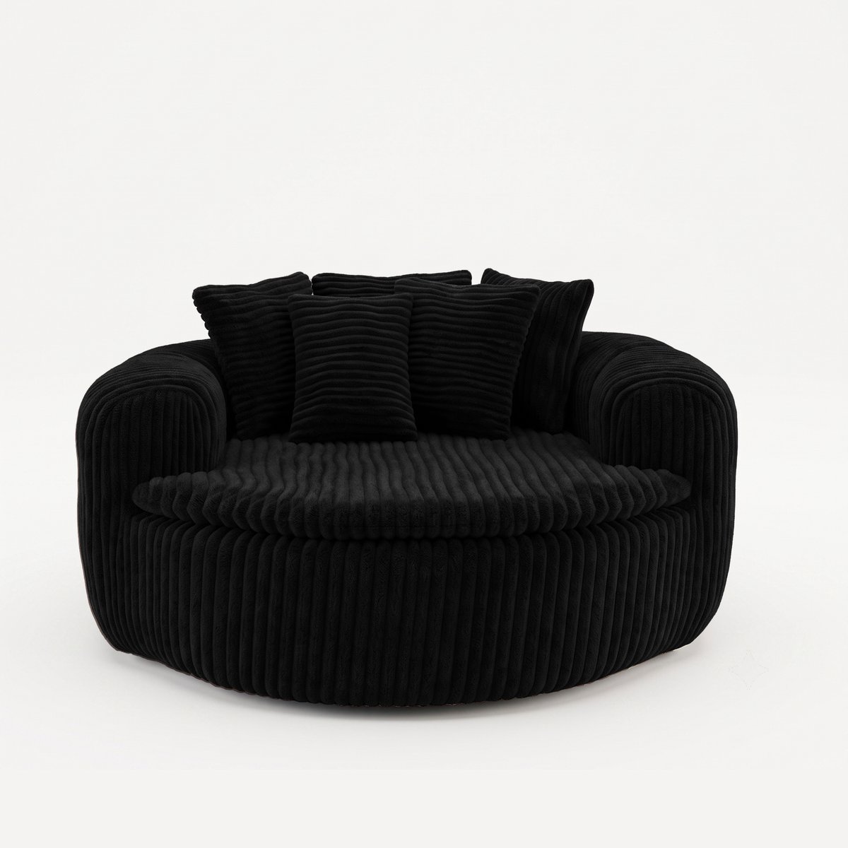 in& out door furniture Zitzak voor volwassenen met brede armleuningen en 5 rugkussens, Corduroy, zwart