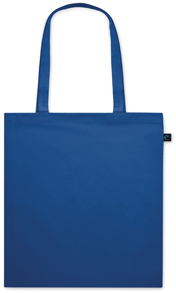 5 stuks Boodschappentas van gekleurd Fairtrade katoen met lange hengsels. 140gr/m². Royal Blue