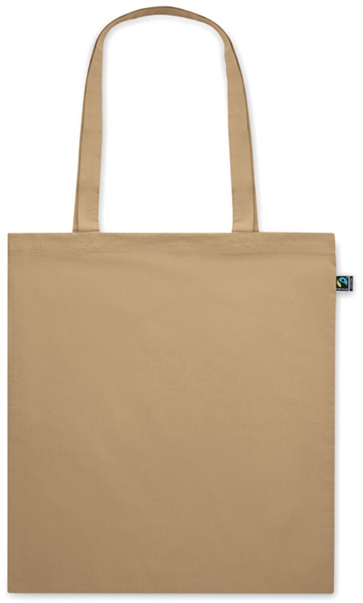 5 stuks Boodschappentas van gekleurd Fairtrade katoen met lange hengsels. 140gr/m². Ivoor