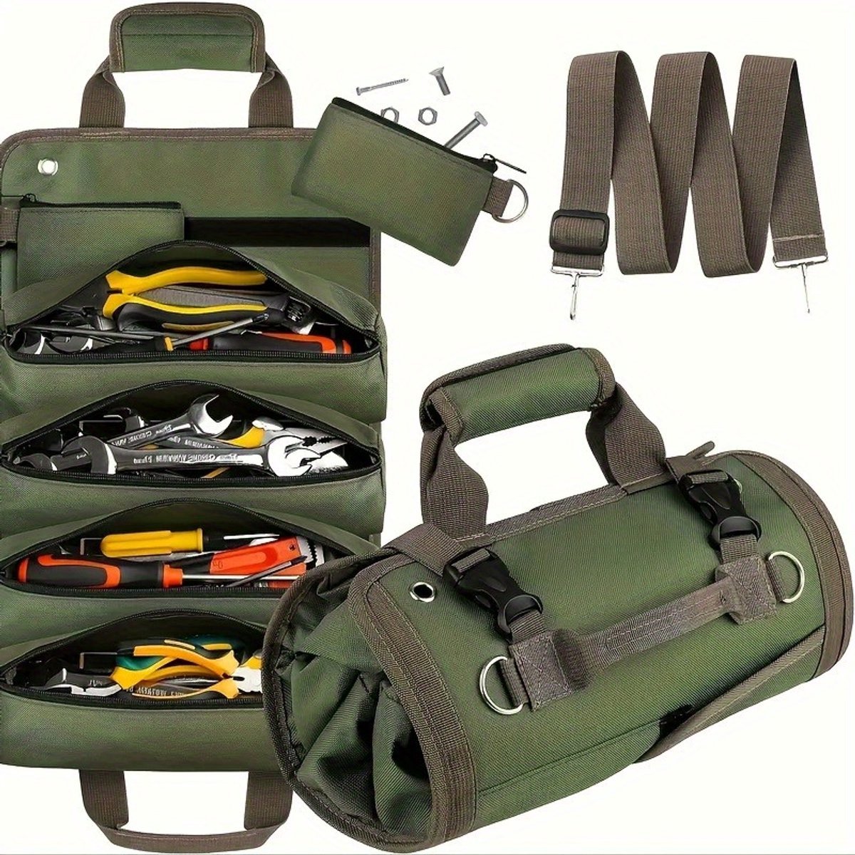 casalora - Professionele Multi-Purpose Gereedschapstas - Multi Pocket - Draagbaar - Gereedschapskit op rol - Voor Klein Gereedschap, Hardware Tool Pouch - Groen