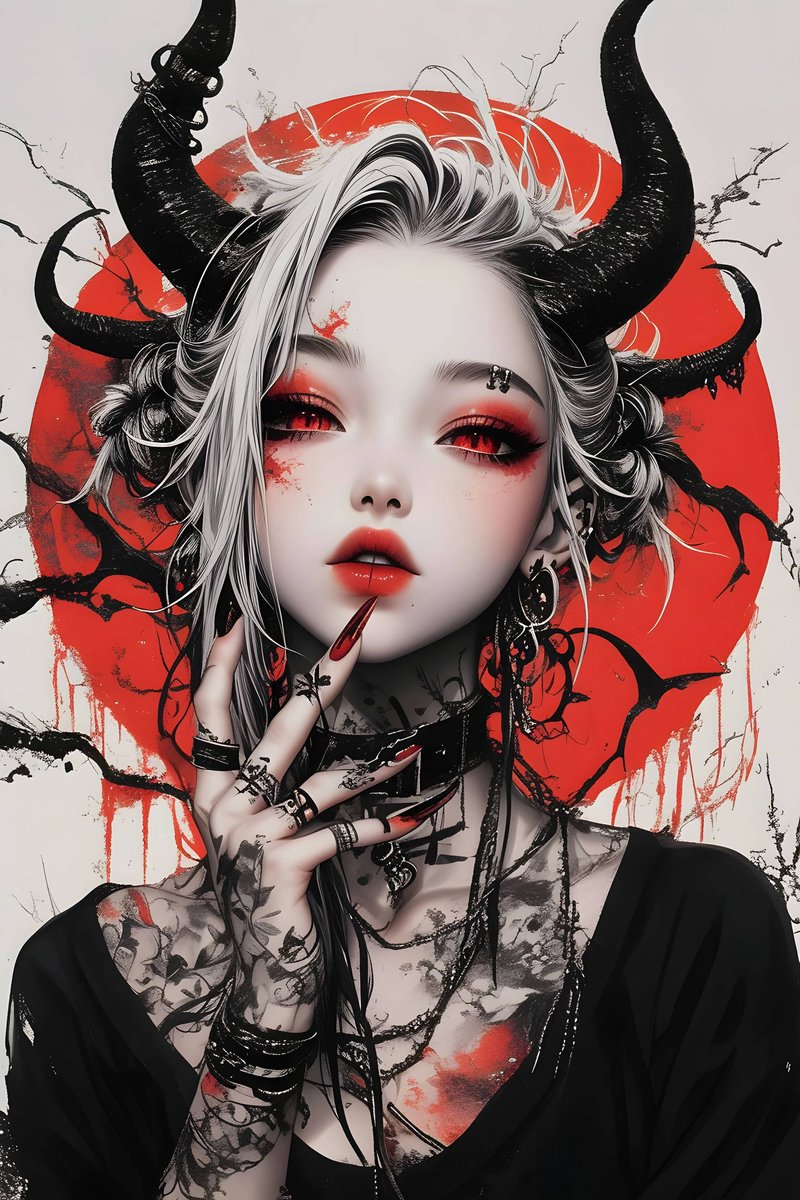Duivel Poster - Meisje - Horror - Donkere - Artistieke - Fantasie - Unieke - posters - formaat 70x100cm - Wanddecoratie - L3026MT