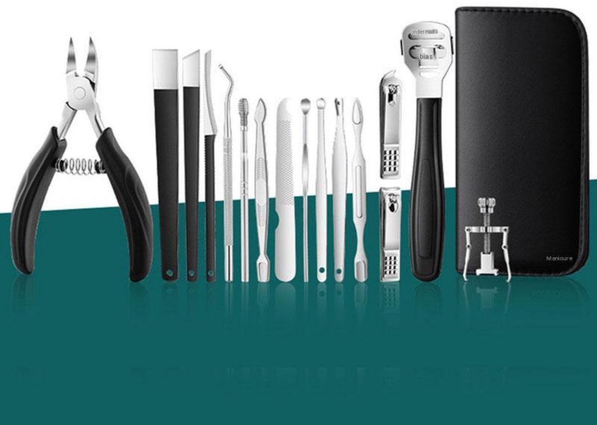 SSTRWGOOD 1 Stuk Manicure- en Pedicureset - Nagelknipper voor Dikke en Ingegroeide Teennagels - 12,5x7,5cm - RVS met Anti-Slip Greep en Veermechanisme - Geschikt voor Thuis en Professioneel Gebruik - Compleet Set met Nagelvijl en Draagtas