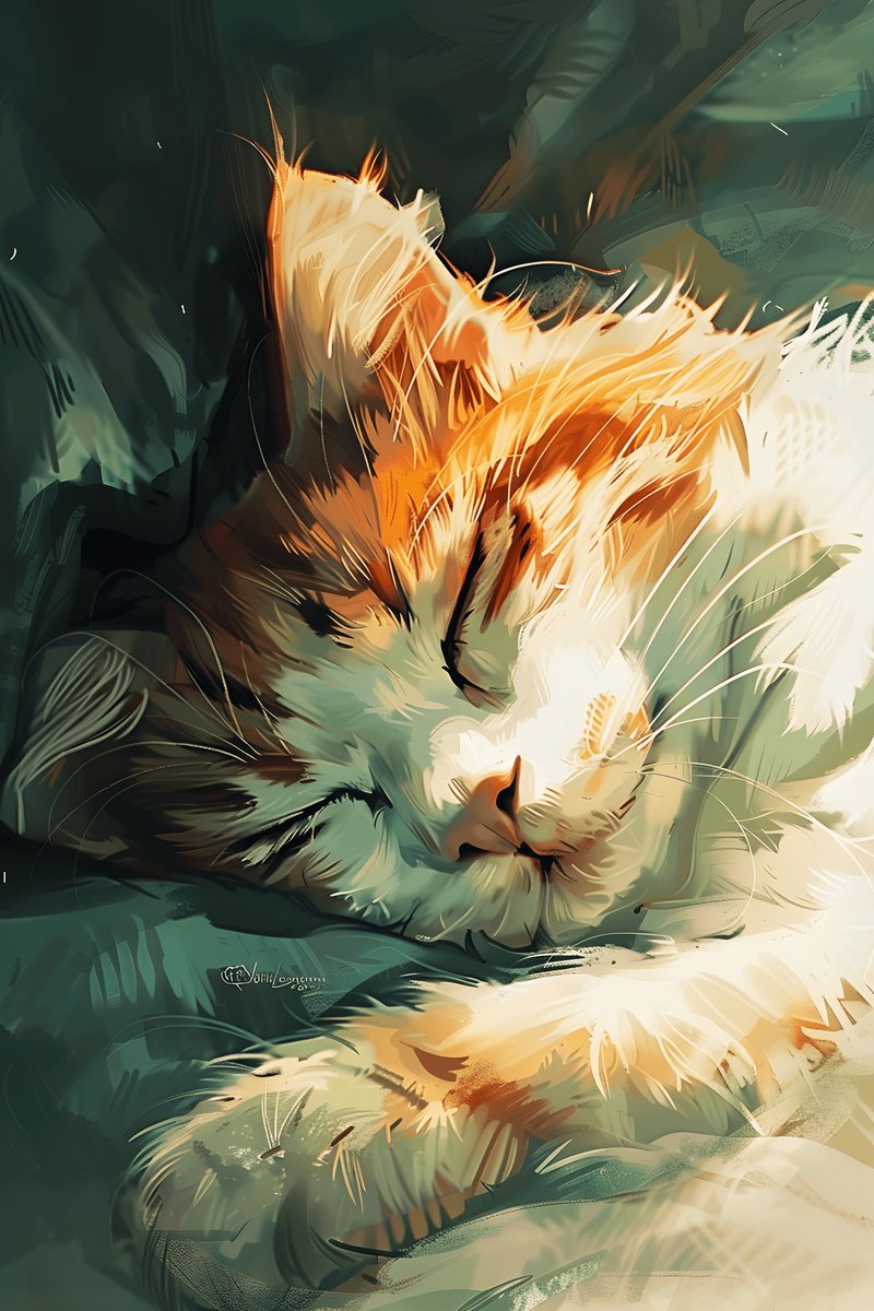 Slapende Kat Poster - Kat - Schattige - Huisdieren - Dieren - Rustgevende - posters - formaat 30x40cm - Wanddecoratie - XS2550MT