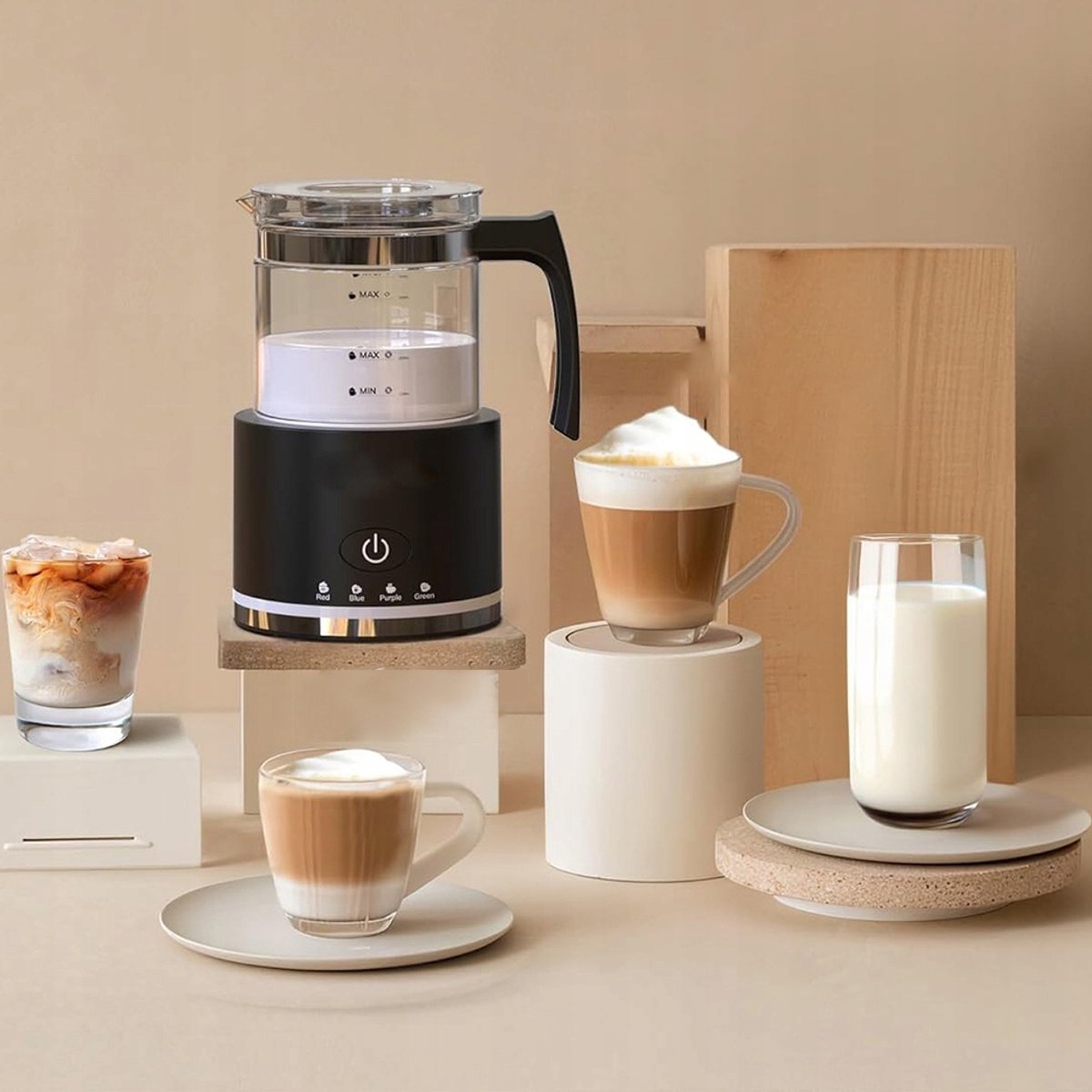 Glazen Melkopschuimer - Elektrische Melkopschuimer - Vaatwasserbestendig - 500 ml - Warm & Koud Schuim - 4 Standen - Automatische Uitschakeling - Milk Frother - Voor Latte & Cappuccino & Macchiato - Zwart — cadeau in Kookcadeaus - foto 7