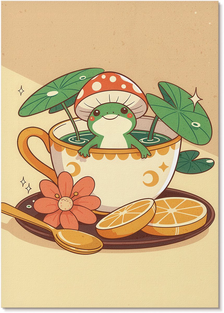 Tulup Polycanvas Wandposter - Droomreis, Illustratie - A2 - Blauw Decoratie - Rechthoek - Interieurdecoratie - Woonkamer, Slaapkamer, Kantoor - Retro