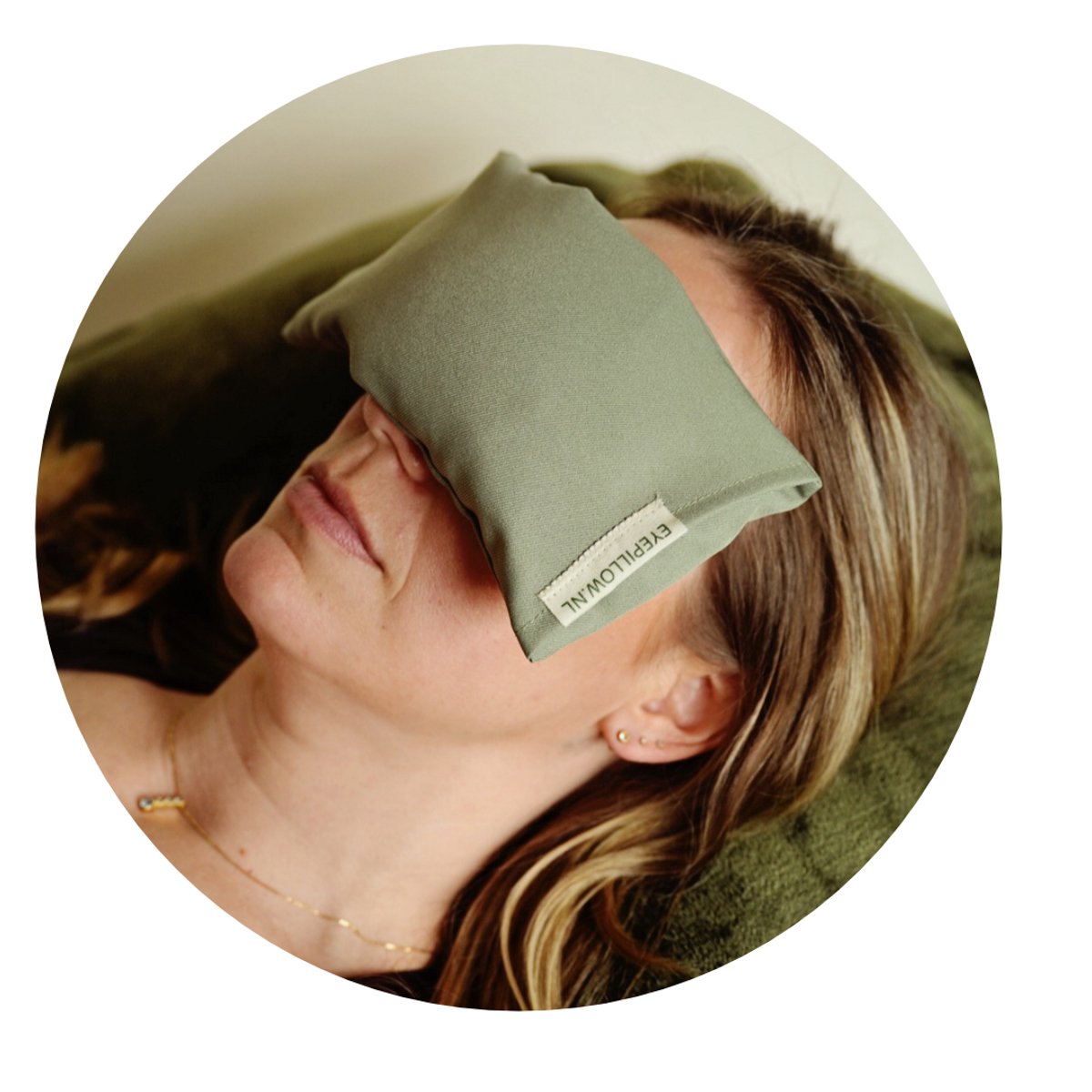 Eyepillow Green cotton. Rozenkwarts & Roos - oogkussen verzwaard
