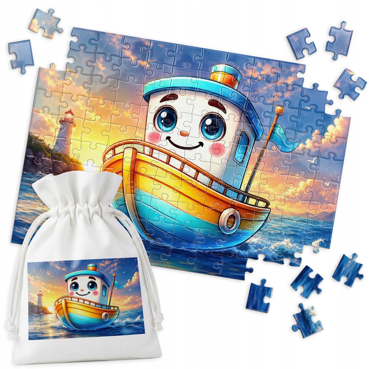 Merkloos Puzzel - Vrolijke Boot - 120 Stukjes