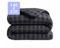 HappyBed Dekbed zonder overtrek 140x220 - Wasbaar Dekbed - Bedrukt dekbed zonder hoes - Hoesloos Dekbed - Eenpersoonsdekbed - Grey Tartan