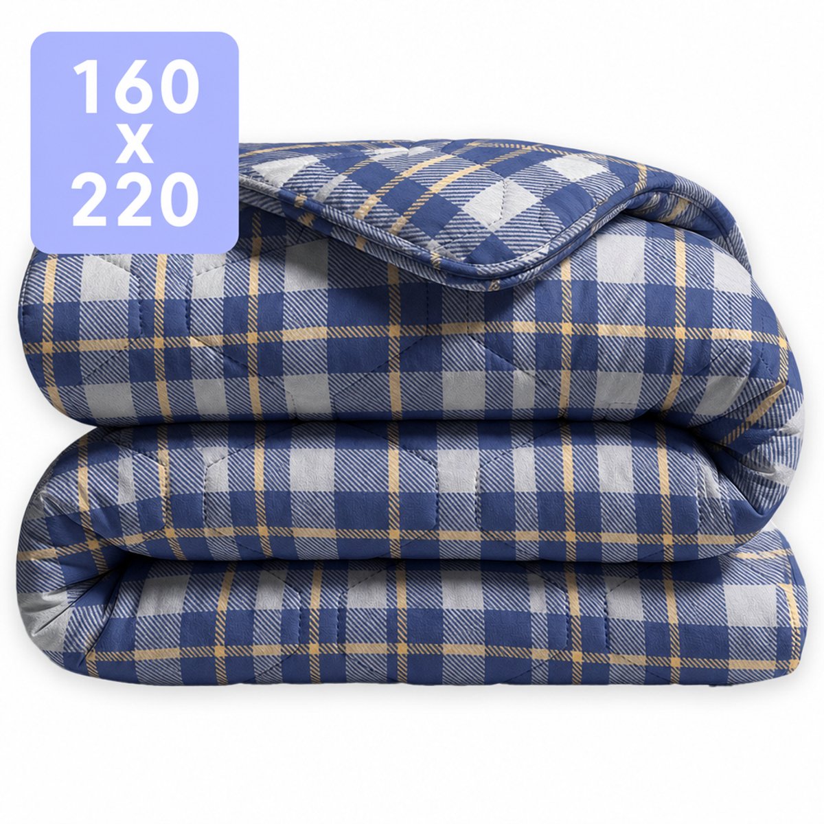 HappyBed Dekbed zonder overtrek 160x220 - Wasbaar Dekbed - Bedrukt dekbed zonder hoes - Hoesloos Dekbed - Twijfelaar dekbed - Tartan