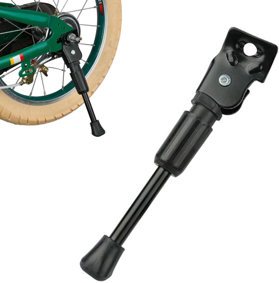 Kinderfiets Standaard - 12 inch - fietsstandaard - aluminium standaard voor kinderfietsen - fiets zijstandaard standaard - mountainbike standaard - met antislipmat - universele pasvorm - fietsaccessoires - eenvoudig te installeren - zwart