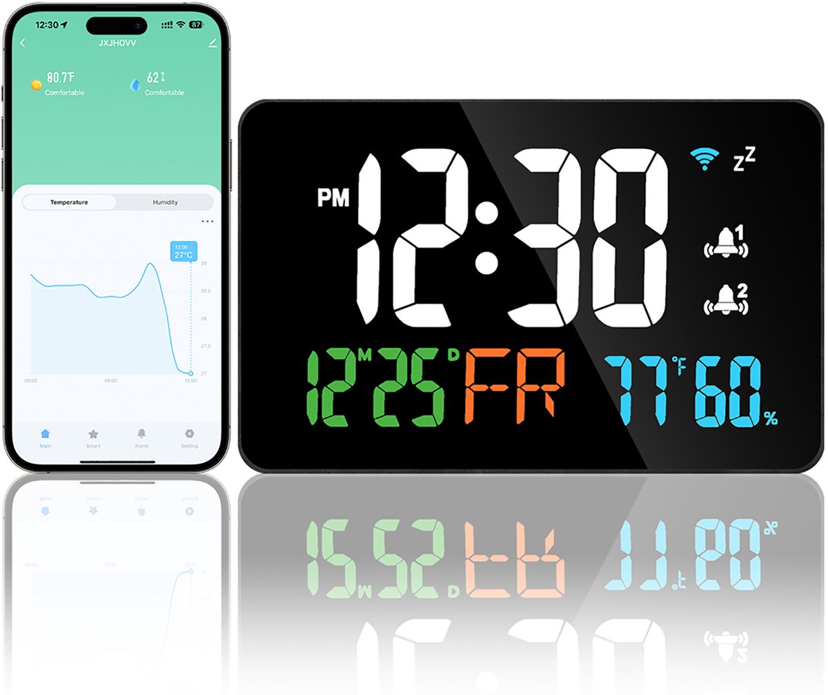 Digitale Klok – WiFi – Thermometer en Hygrometer – Tuya App – Voor Thuis en Kantoor