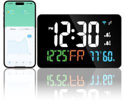 Digitale Klok – WiFi – Thermometer en Hygrometer – Tuya App – Voor Thuis en Kantoor