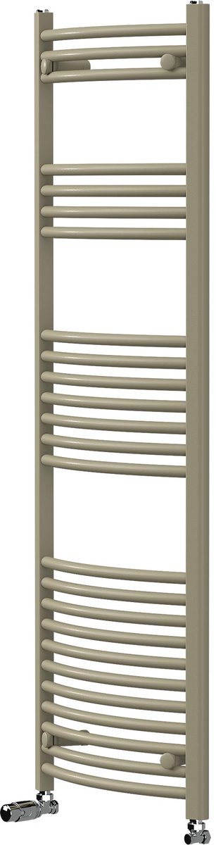 LuxeBath | Handdoekradiator Sahara met thermostaatkraan 500x1500 mm staal beige gebogen badkamerradiator Handdoekdroger met zijdelingse aansluiting voor de badkamer