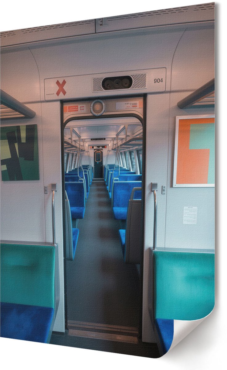 Coloray Polycanvas Wandposter - Stadsauto, Fotografie - 420 x 594 - Blauw Illustratie - Rechthoek - Wandkunstwerk - Woonkamer, Slaapkamer, Kantoor - Modern