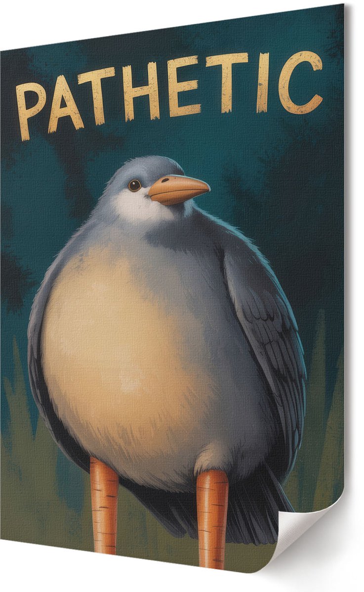 Coloray Polycanvas Poster - Zielig - Vogel, Illustratie - 420 x 594 - Turkoois Design - Rechthoek - Wandkunst - Woonkamer, Slaapkamer, Kantoor - Humoristisch