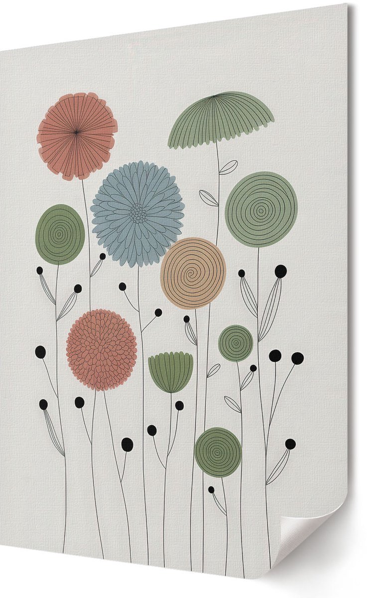 Coloray Polycanvas Poster - Rode Rozen, Beige - A2 - Zwart-wit Wanddecoratie - Rechthoek - Canvasposter - Slaapkamer - Klassiek
