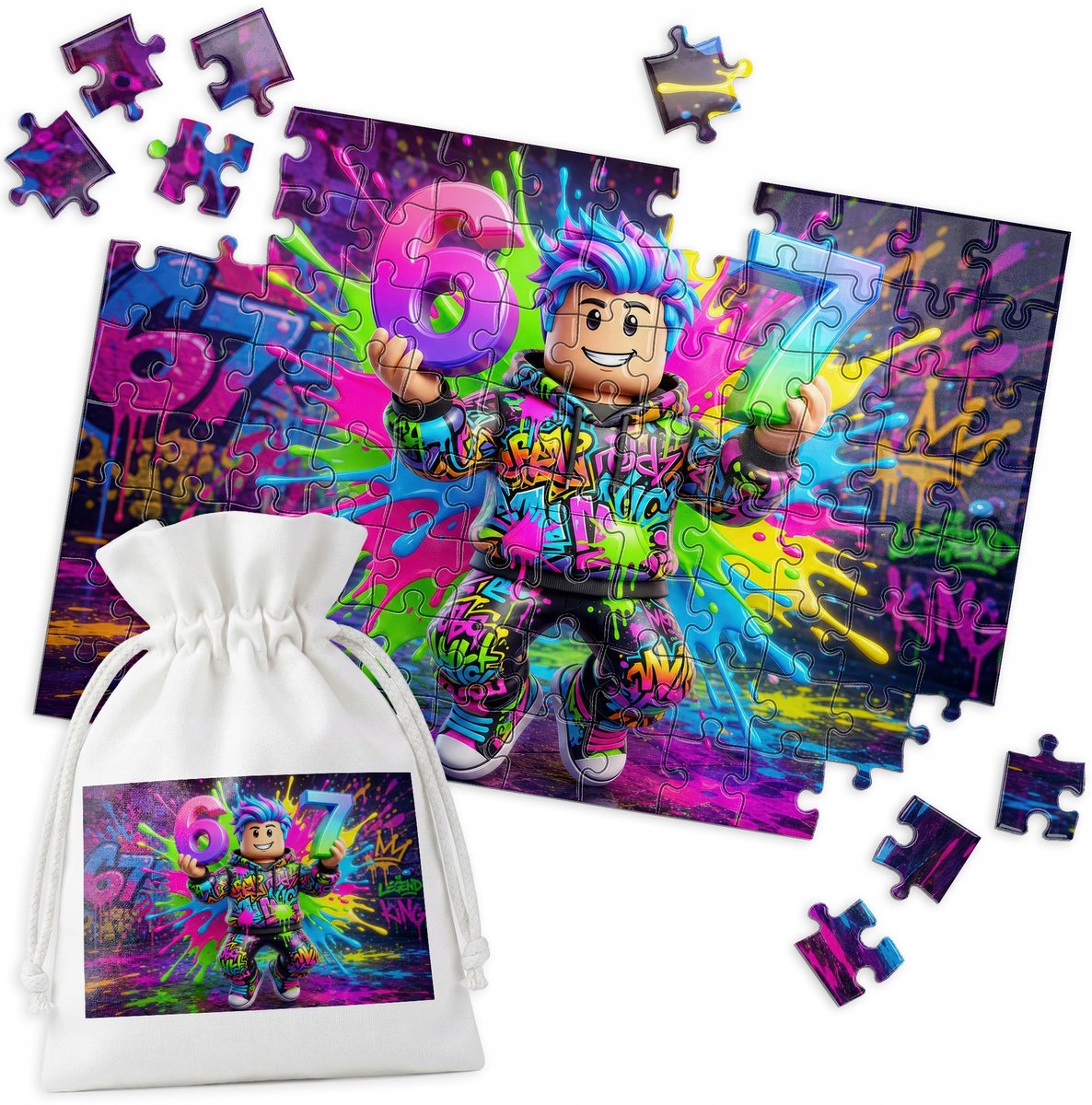 96-delige Puzzel: Kleurrijk Roblox Memes Design