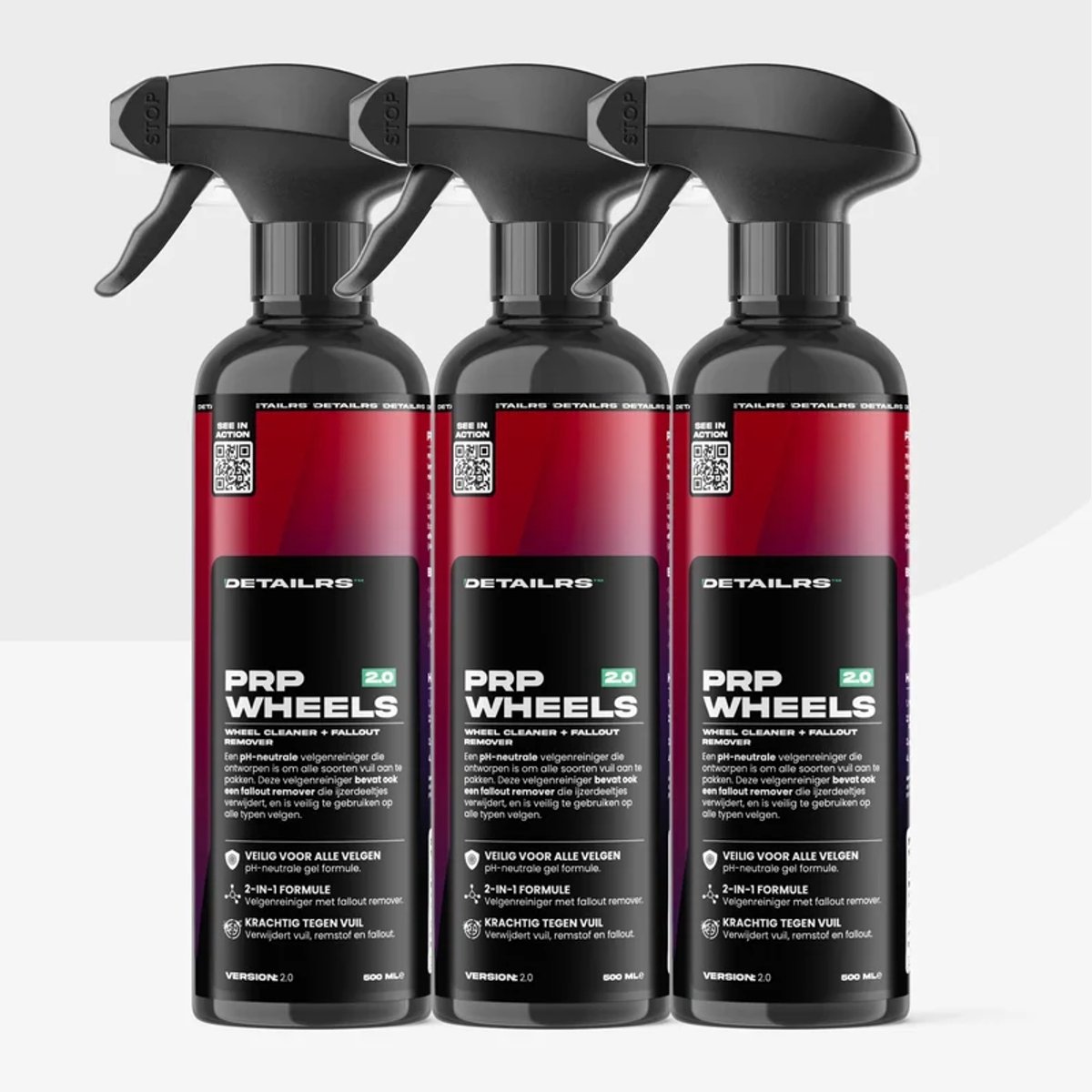 Detailrs PRP Wheels 3-pack - Velgenreiniger - Velgenreiniger Auto - Velg Reiniger - Iron Remover - Motor Velgen Reiniger - 1.5L