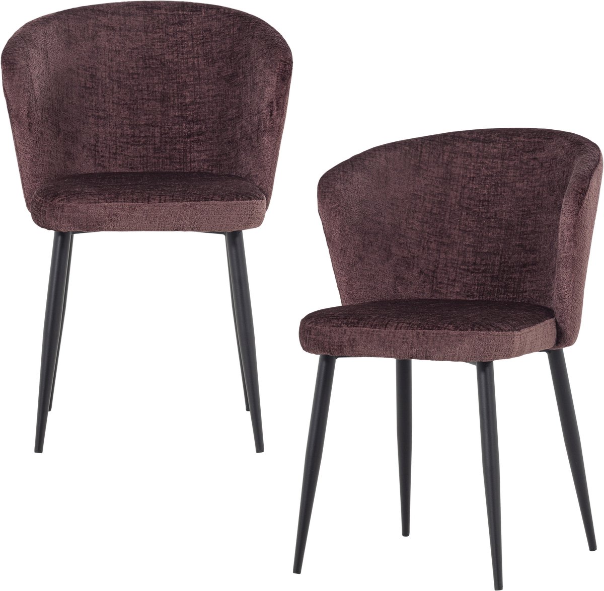WOOOD Luse Eetkamerstoel - Velvet - Paars - Set van 2