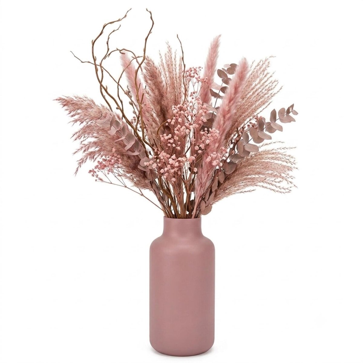 Floran Design bloemenvaas Milano - roze - mat glas - 15 x 25 cm - glazen vazen