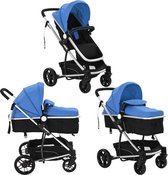 2 in 1 inklapbare Kinderwagen (INCL MEERIJPLANK, PARAPLU en BEKERHOUDER)Buggy Blauw Zwart met Opbergmand - Kinder wagen Buggy verstelbaar