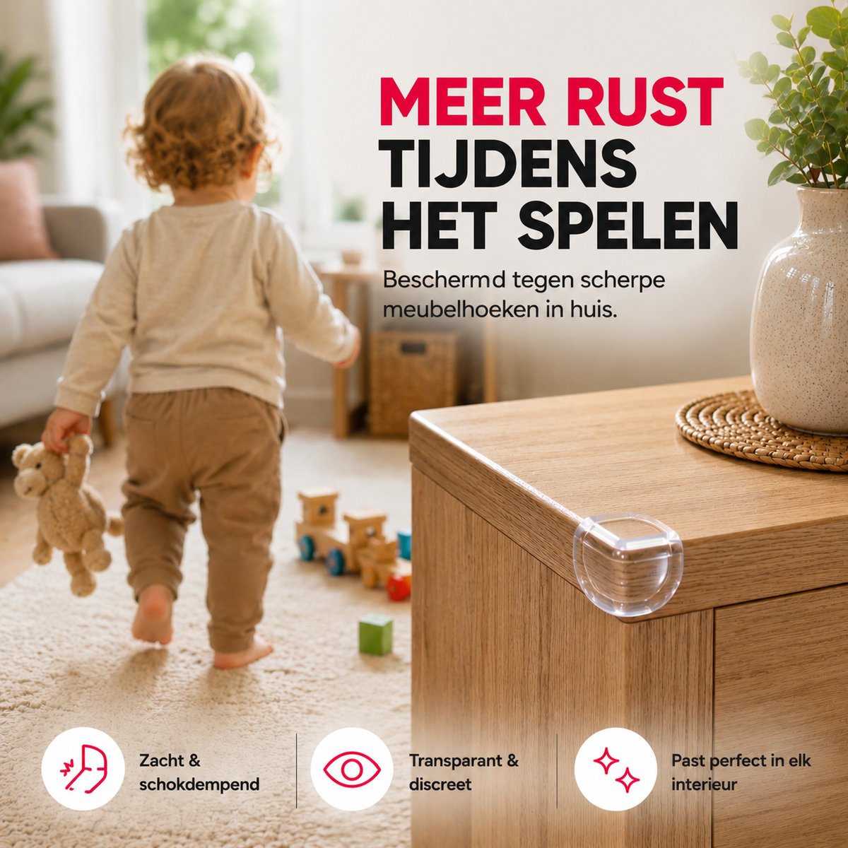 Eldur® Zelfklevende Hoekbeschermers Set 12 Stuks - Transparante Hoekbescherming - Baby & Kind Veiligheid - Meubel beschermhoeken - Tafelhoek Beschermers - Stootrand – foto 8