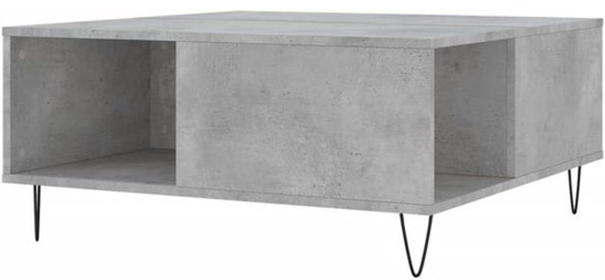 Salontafel - Bijzettafel Woonkamertafel - Opbergen en Decoreren - Bewerkt Hout Betongrijs - 80x80x365 cm - Betongrijs