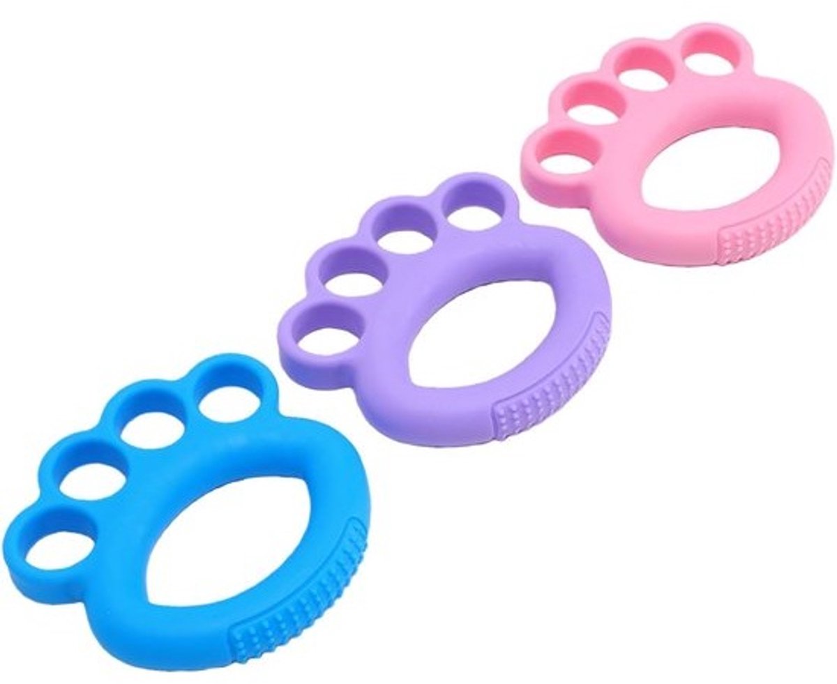 Vingertrainer Handversterker - Grip Trainer - Handkracht Opbouwen - Compact Ontwerp - 3-delige Set - Roze Blauw Paars