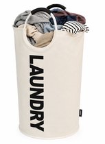 BOTC Wasmand - Waszak - 115L - Laundry basket - Wassorteerder - 43x79 cm - waszak vouwbaar - draagbaar wasbox - Gebroken wit