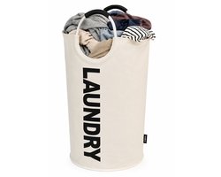BOTC Wasmand - Waszak - 115L - Laundry basket - Wassorteerder - 43x79 cm - waszak vouwbaar - draagbaar wasbox - Gebroken wit