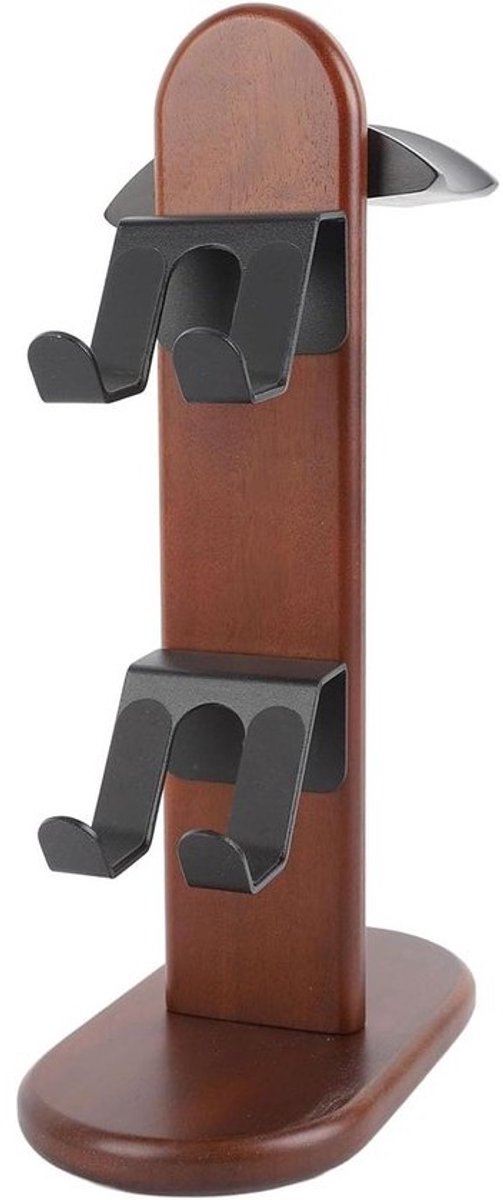 Controller Houder - Controllerstandaard Organizer - Bureau Opbergen - Massief Notenhout - Voor 3 Controllers - Natuurlijk Hout