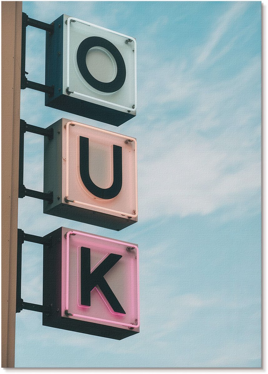 Tulup Polycanvas Poster - Neonreclame, Fotografie - A4 - Blauw Wanddecoratie - Rechthoek - Wandkunst - Woonkamer, Slaapkamer, Kantoor - Modern
