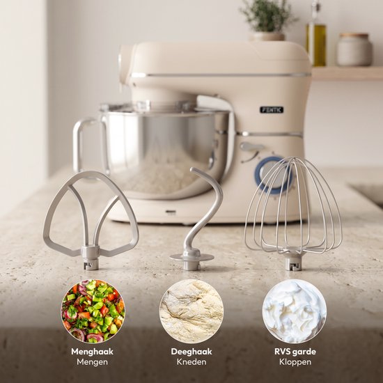 Fentic Keukenmachine – 2000W – Keukenrobot – Foodprocessor - 6,2L Mengkom – Incl. Vleesmolen, Blender en extra Accessoires – Beige — afbeelding 3