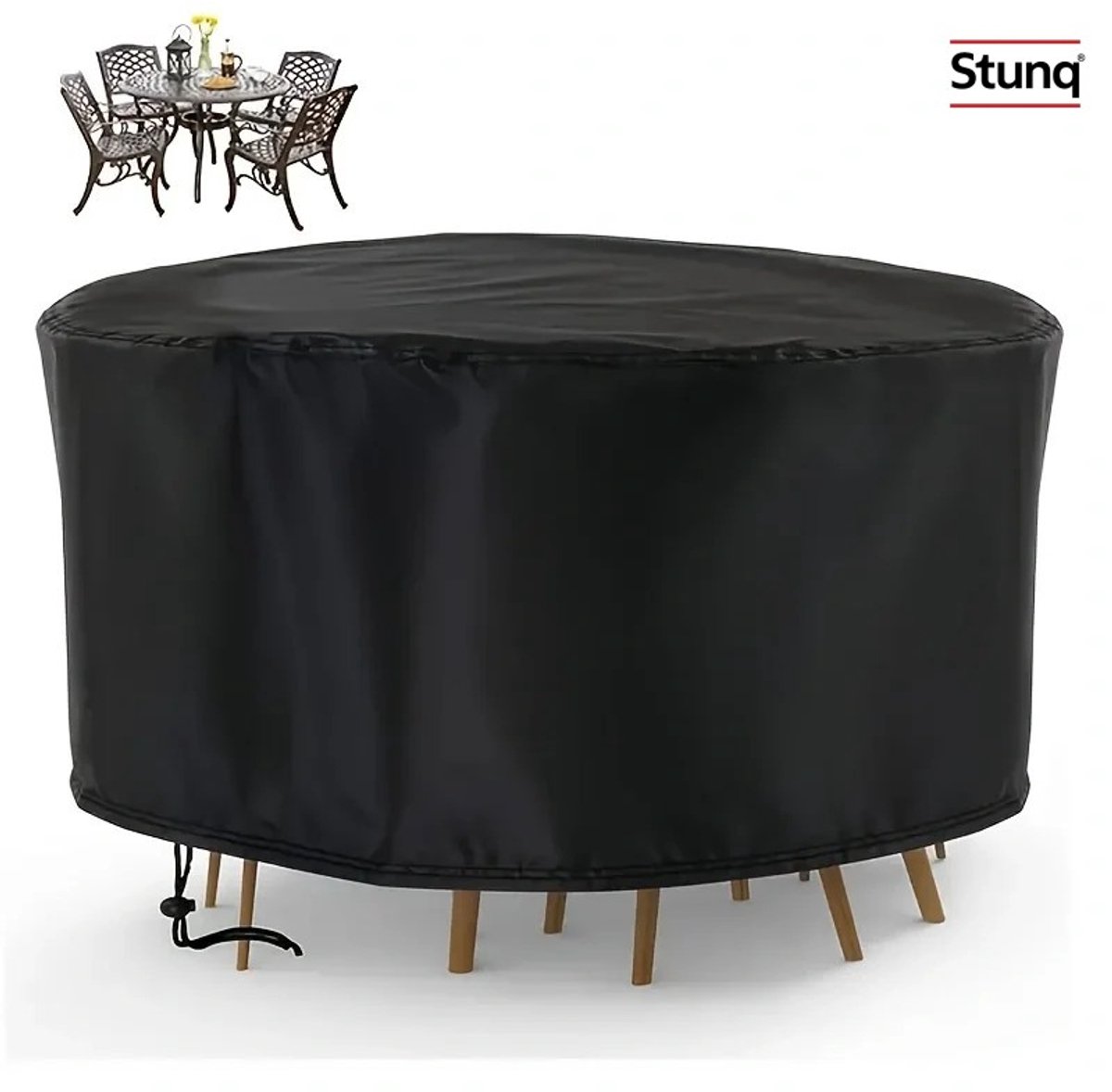 Stunq Ronde Tuinmeubel Hoes Zwart 230x110 cm Waterdicht Oxford