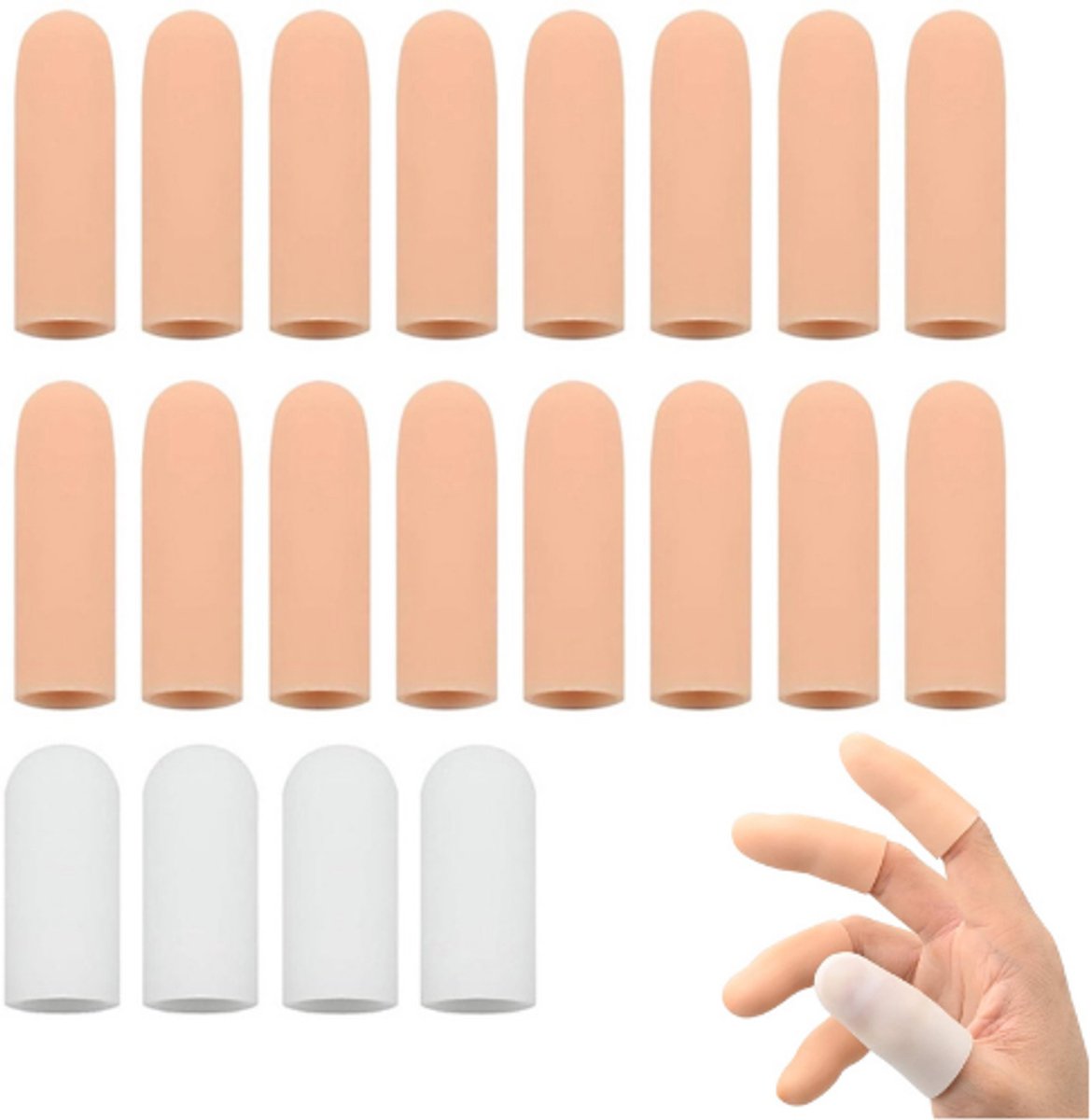 20 Stuks Vingerbeschermers - Vingerhoesjes - Vingerbescherming - Herbruikbaar - Vinger sleeve - Bescherming Voor Vingers - Vingerverband - Lichtroze En Wit