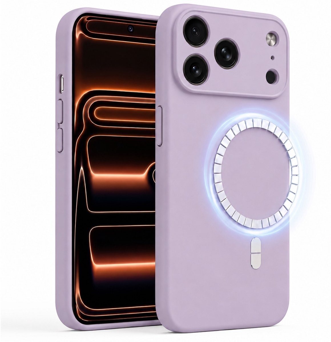 Hoesje geschikt voor Apple iPhone 17 Pro Max - Hoesje geschikt voor Magsafe - Draadloos opladen - Gehard Glas - Lila