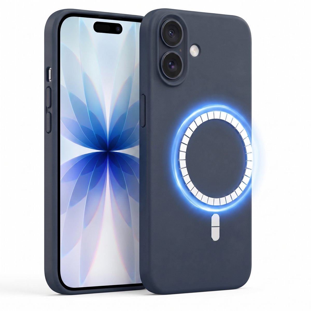 Hoesje geschikt voor Apple iPhone 17 - Hoesje geschikt voor Magsafe - Draadloos opladen - Gehard Glas - Marine blauw