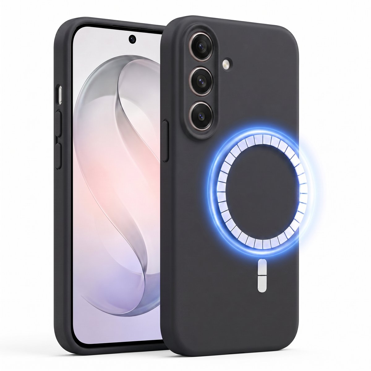 Hoesje geschikt voor Samsung Galaxy S26 Ultra - Hoesje geschikt voor Magsafe - Draadloos opladen - Gehard Glas – Zwart
