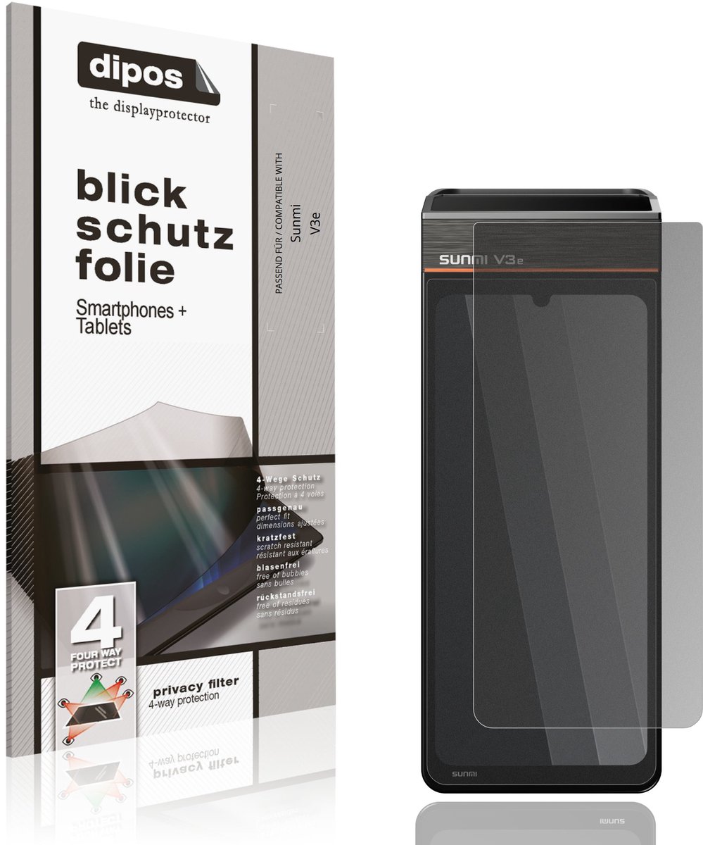 dipos – Matte Privacy Screenprotector geschikt voor Sunmi V3e | Anti-Spy Beschermfolie