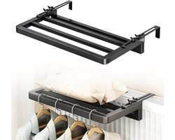 DYVNS® Wasrek Hangend Trapgat - Droogrek Ophangbaar - Voor Radiator, Deur, Balkon - Ruimtebesparend - Zwart