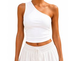 Open Schouder Shirt Top - Dames - Zomer - Topje - T-shirt Wit