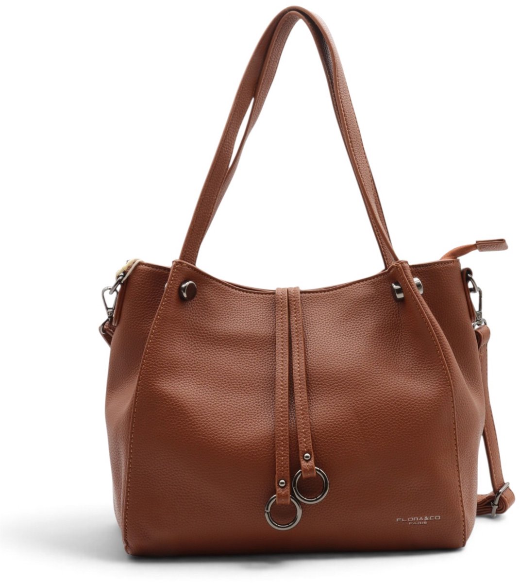 Flora&Co - ROMY - zacht generfd kunstleer - handtas/dames tas - met lange instelbare draagriem - camel/bruin