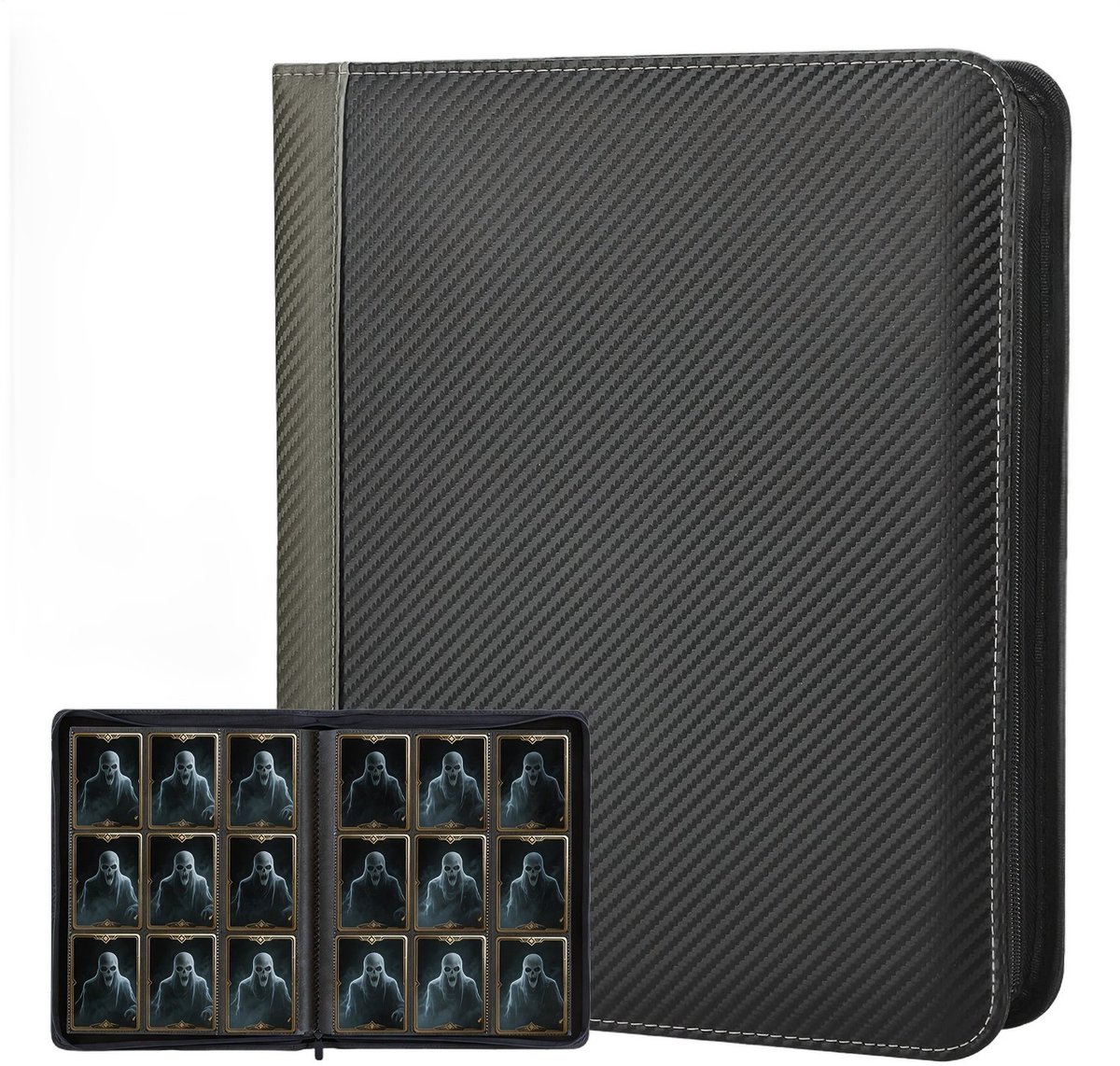 Currero Toploader Binder - Verzamelmap Kaarten - Geschikt voor Pokemon - 4 Pocket - 9 Pocket - 12 Pocket - Trading Card Map - Toploadermap - Lichtbruin