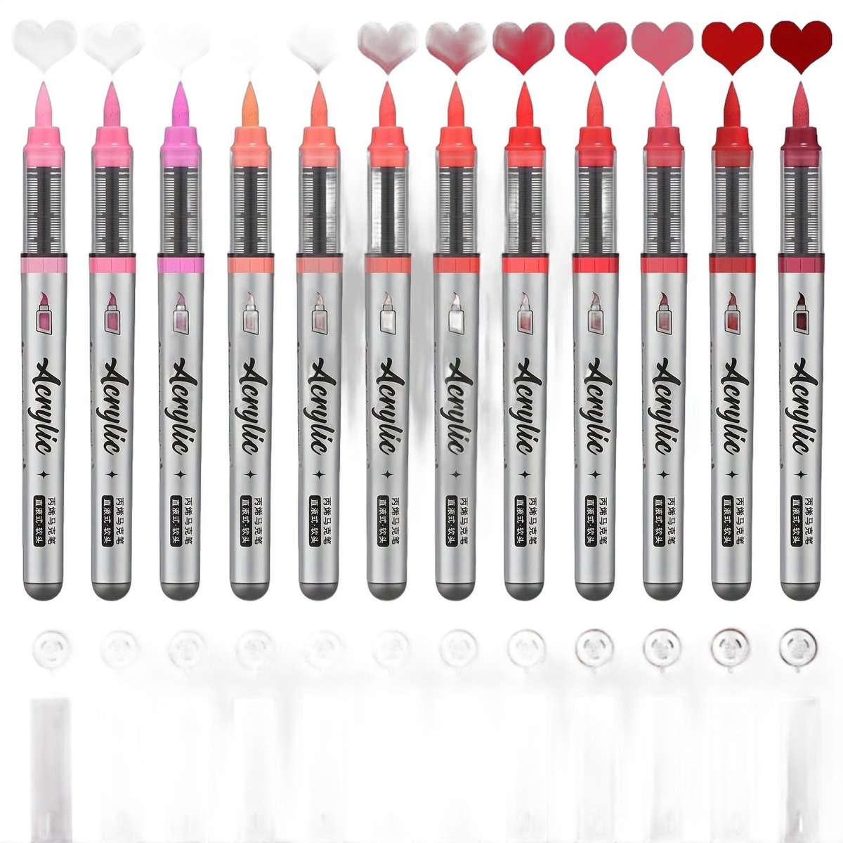 Currero Aquamarkers - Twinmarkers - Brushpennen - Stiften - Markeerstiften Op Waterbasis - Dual Tip - Tekenen En Kleuren - Rood 12 Stuks