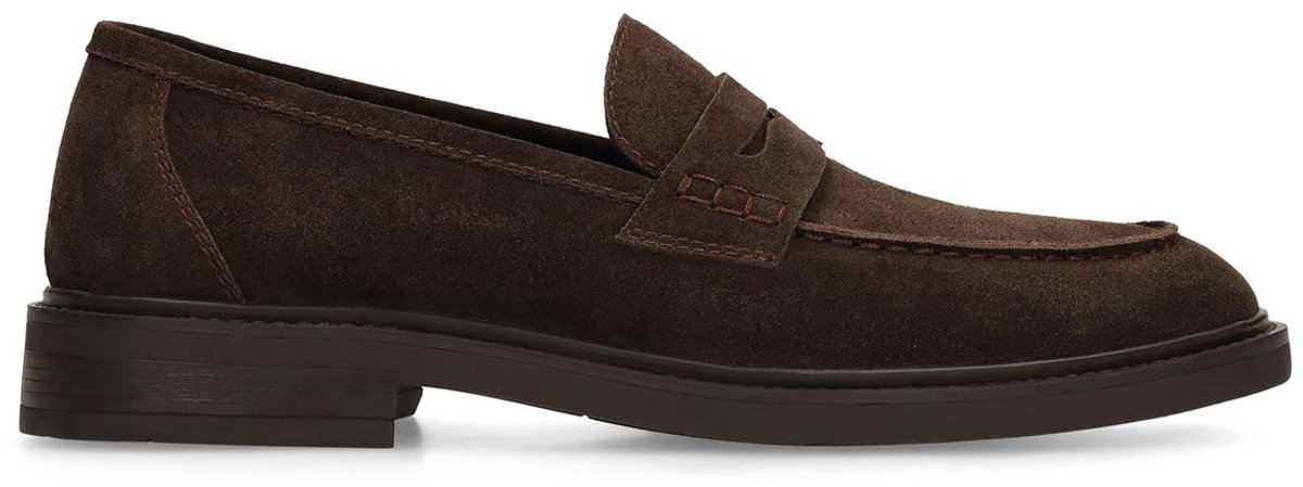 Manfield - Heren - Bruine suède loafers - Maat 42